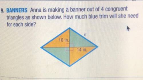 Anna is making a banner out of 4 congruent triangles as shown below. How much blue trim will she ne