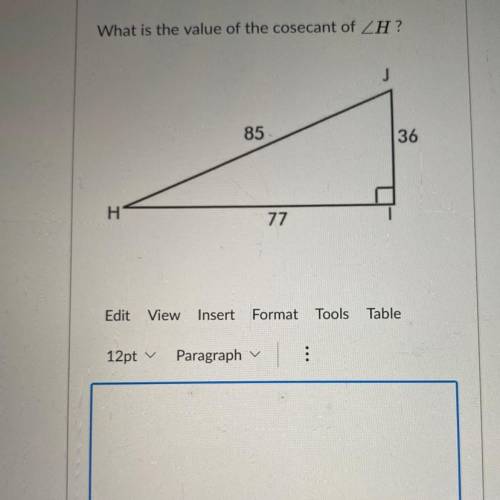What is the value of the cosecant of