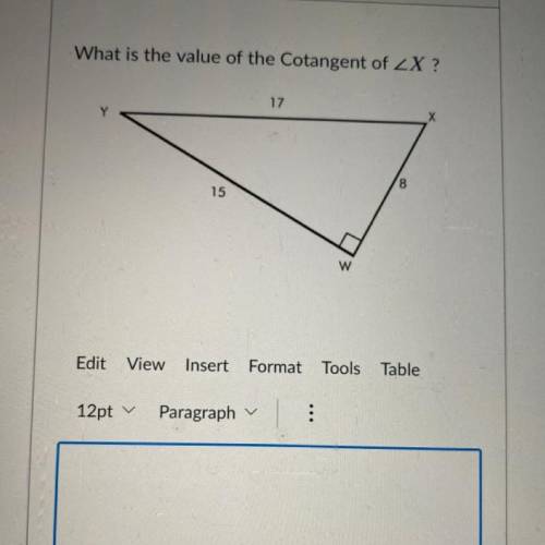 What is the value of the contangent of
