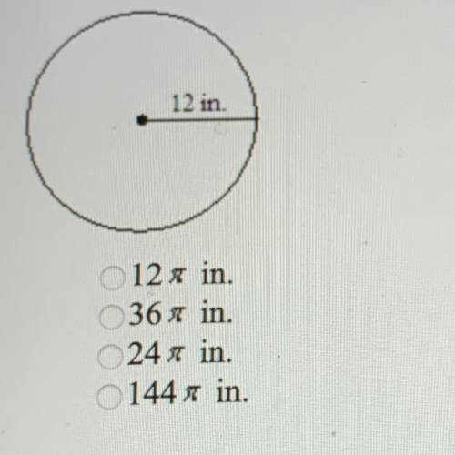 What is the circumference of the given circle in terms of pi.