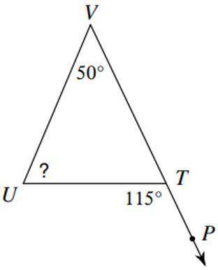 What is the measure of ∡U in the figure shown? ∘