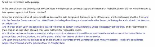 Pls help  In this excerpt from the Emancipation Proclamation, which phrase or sentence supports
