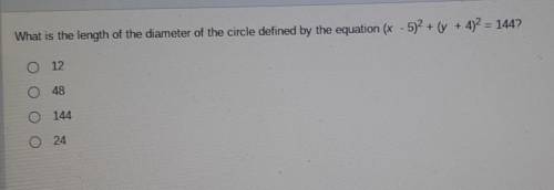 What is the length of the diameter of the circle defined by the equation

(x - 5)^2 + (y + 4)^2 =