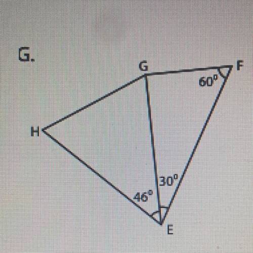 Find the measure of angle H. (Triangle EGH is an Isosceles

PLEASE RESPOND QUICKLY DUE IN 5 mins