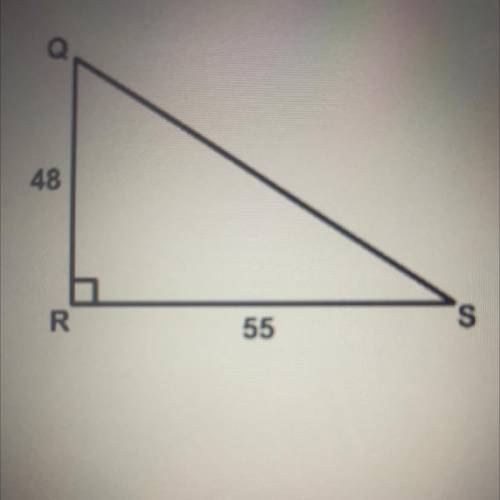 PLS ANSWER
Given right triangle QRS below, determine the length of side QS.
