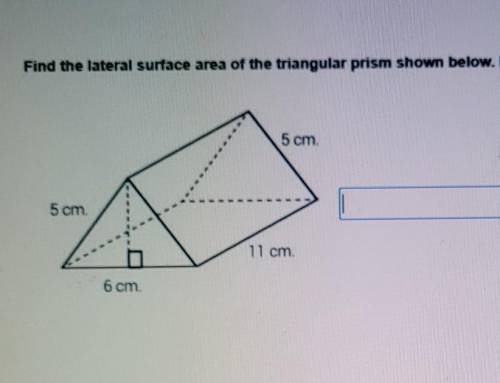Find the lateral surface area of the triangular prism shown below.