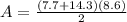 A=\frac{(7.7+14.3)(8.6)}{2}