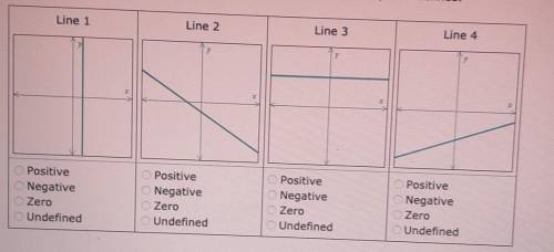 For each line, determine whether the slope is positive, negative, zero, or undefined.​