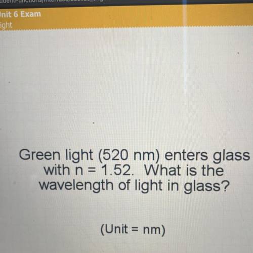 Green light (520 nm) enters glass with n = 1.52. What is the wavelength of light that enters the gl