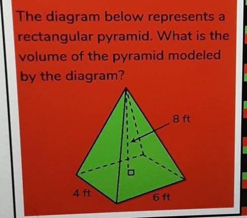 The diagram below represents a rectangular pyramid. What is the volume of the pyramid modeled by th