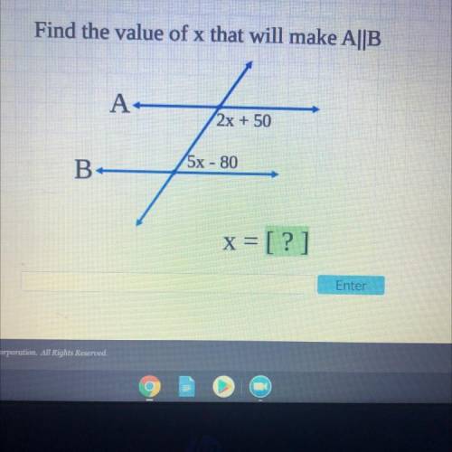 Can someone help me i need to find the value of x that will make a||b