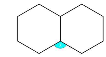 Two identical regular hexagons are joined together as shown in the diagram.

Work out the size of