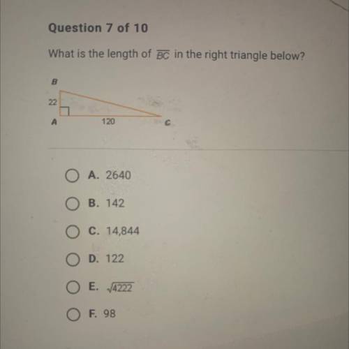 What is the length of BC in the right triangle below? PLEASE HELP