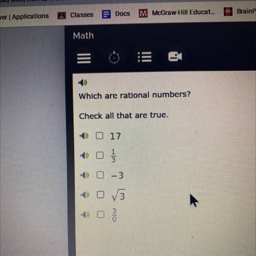 Which are rational numbers?
Check all that are true.