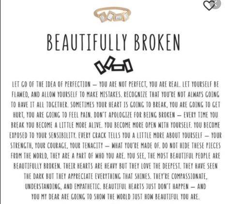 Beautifully broken! :) God bless keep yalls heads up loves

Yall can be broken and not have to giv