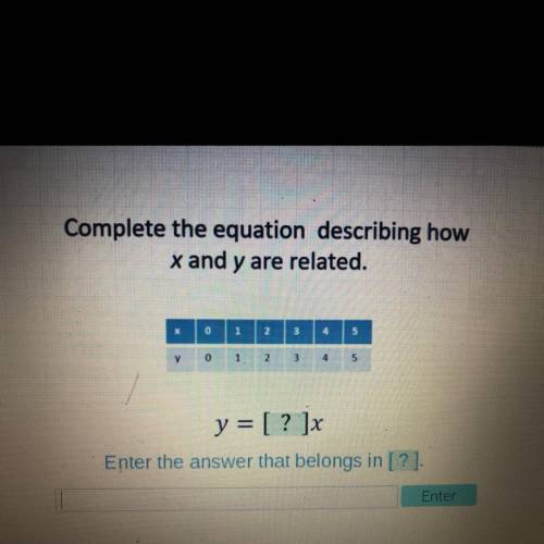 Complete the equation describing how x and y are related?