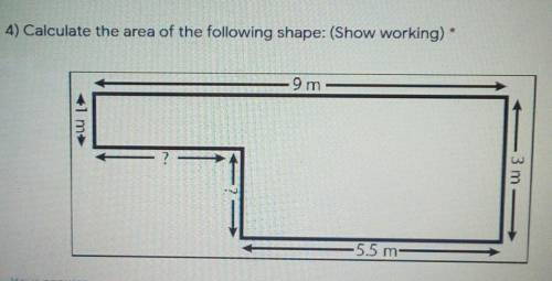 4) Calculate the area of the following shape: (Show working) *​