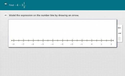 Find -4- 2(1)/(2). Model the expression on the number line by drawing an arrow

I'm giving 30 poin
