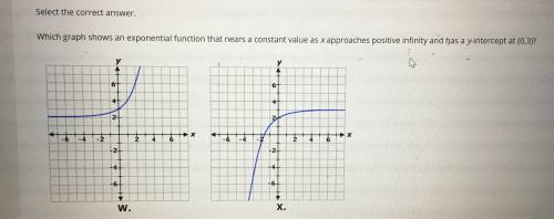 For a test, plz help

Which graph shows an exponential function that nears a constant value as