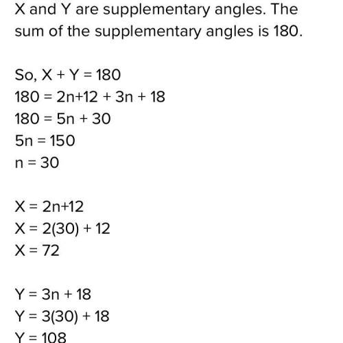 X=3n-18 the measure of Y=2n-27
