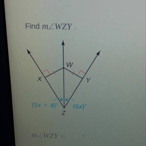 Find mZWZY.
(5x + 4)
(6x)