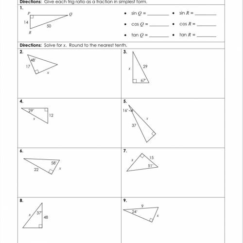 Please help!

Unit 8: Right Triangles & Trigonometry Homework 4: Trigonometry: Ratios & Fi