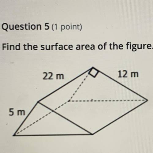 Find the surface area of the figure.
22 m
12 m
5 m