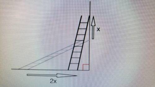 A 10-foot ladder leans against a wall so that it is 6 feet high at the top. The ladder is moved so t