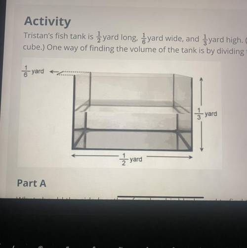 Part E
What is the volume of the fish tank? Use the formula V =lxw x h