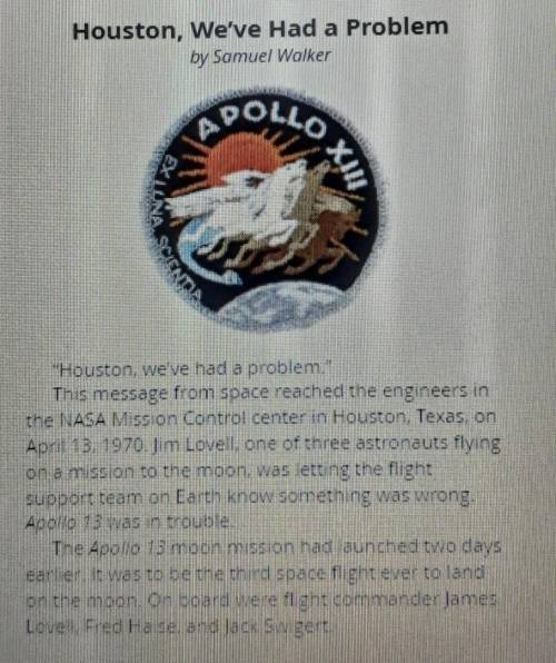Which is the main idea in this articles.

A.mission control is in Houston Texas.B.Jim lovell sent