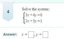 Solve the system in the image below