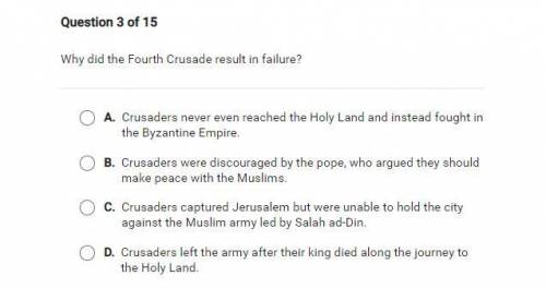 why did the fourth crusade result in falure? NO NEED TO ANSWER i know the answer this is to help pe
