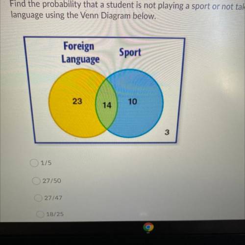 Find the probability that a student is not playing a sport or not taking a foreign

language using