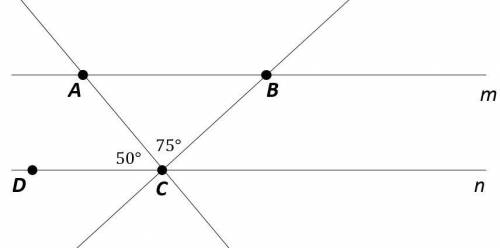 Pls help

In the diagram, line m is parallel to line n.What is the measure, in degrees, of angle A