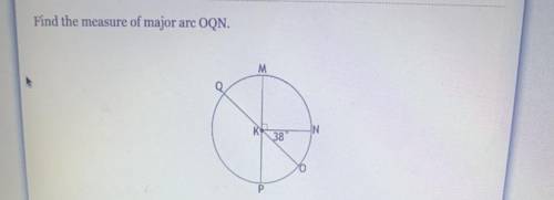 Find the measure of major arc OQN.