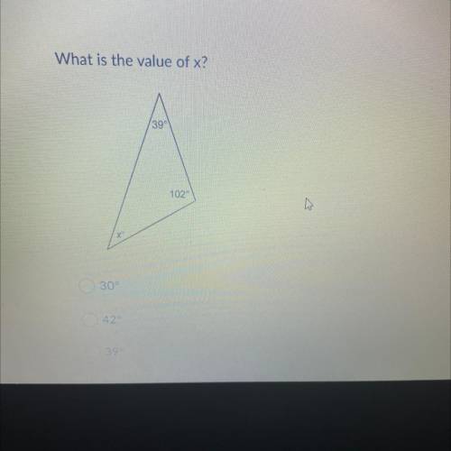 What is the value of x?
A. 30
B. 42
C. 39
D. 85