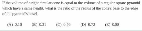 Is the volume of a right circular cone is equal to the volume of a regular square pyramid, which ha