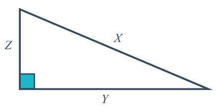 34. Which side of the triangle in the diagram is the hypotenuse?
A. X
B. Y
C. Z