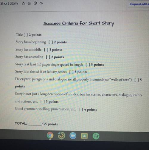 Can some on please write me a short story with this criteria !?!?