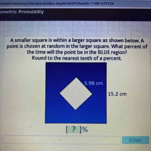 A smaller square is within a larger square as shown below. A

point is chosen at random in the lar