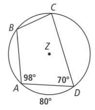 Use circle Z to find the measure of . (5 points)
82
168
192
220