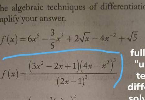 Help! Use algebraic technique of differention to solve for f(x) ​