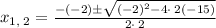 x_{1,\:2}=\frac{-\left(-2\right)\pm \sqrt{\left(-2\right)^2-4\cdot \:2\left(-15\right)}}{2\cdot \:2}