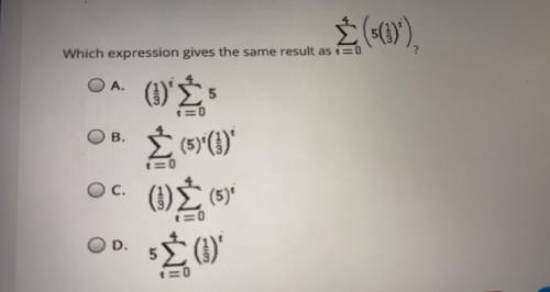 Creating and solving formulas for geometric series:mastery test

Which expression gives the same r