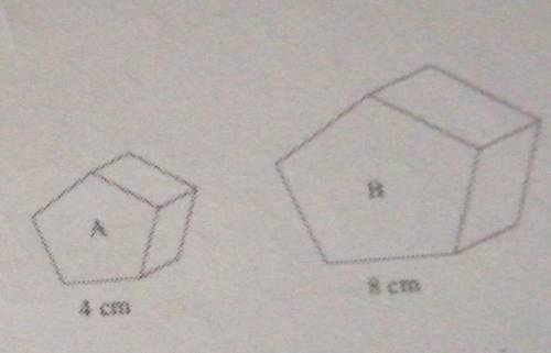 Q6. The diagram shows two similar solids, A and B.

Solid A has a volume of 80 cm.(a)Work out the