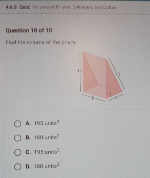 Find the volume of the prism below?​