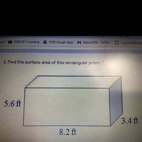 Find the surface area of the rectangular prism