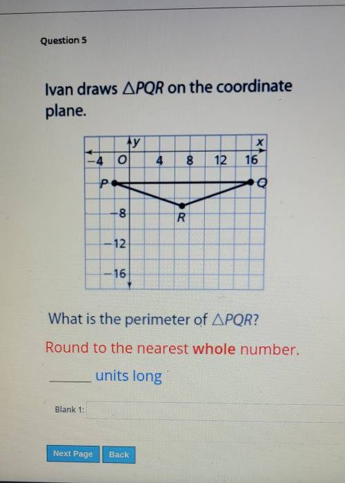 Ivan draws PQR on the coordinate plane. What is the perimeter of PQR?