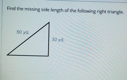 Pythagoras theory Find the missing side length of the following right triangle. ​