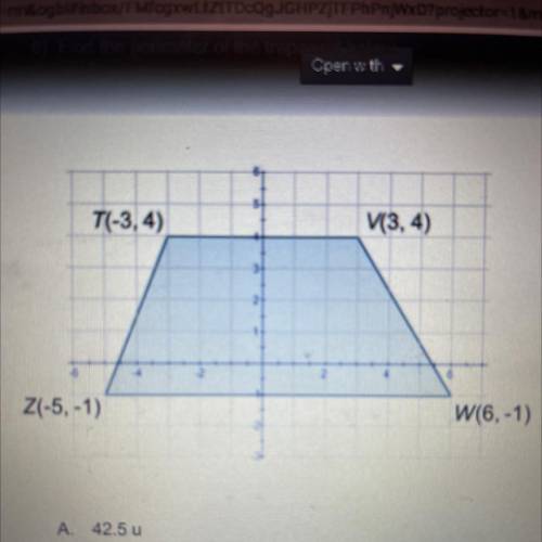 HELP ME PLEASE!!!

Find the perimeter of the trapezoid TVWZ with the vertices T(-3, 4), V(3, 4), W